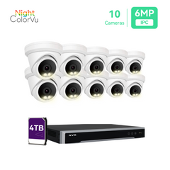Système de caméra IP PoE 16 canaux 5MP 16CH 4K NVR et 10 caméras de sécurité tourelle PoE ColorVu nocturne 5MP avec disque dur 4 To