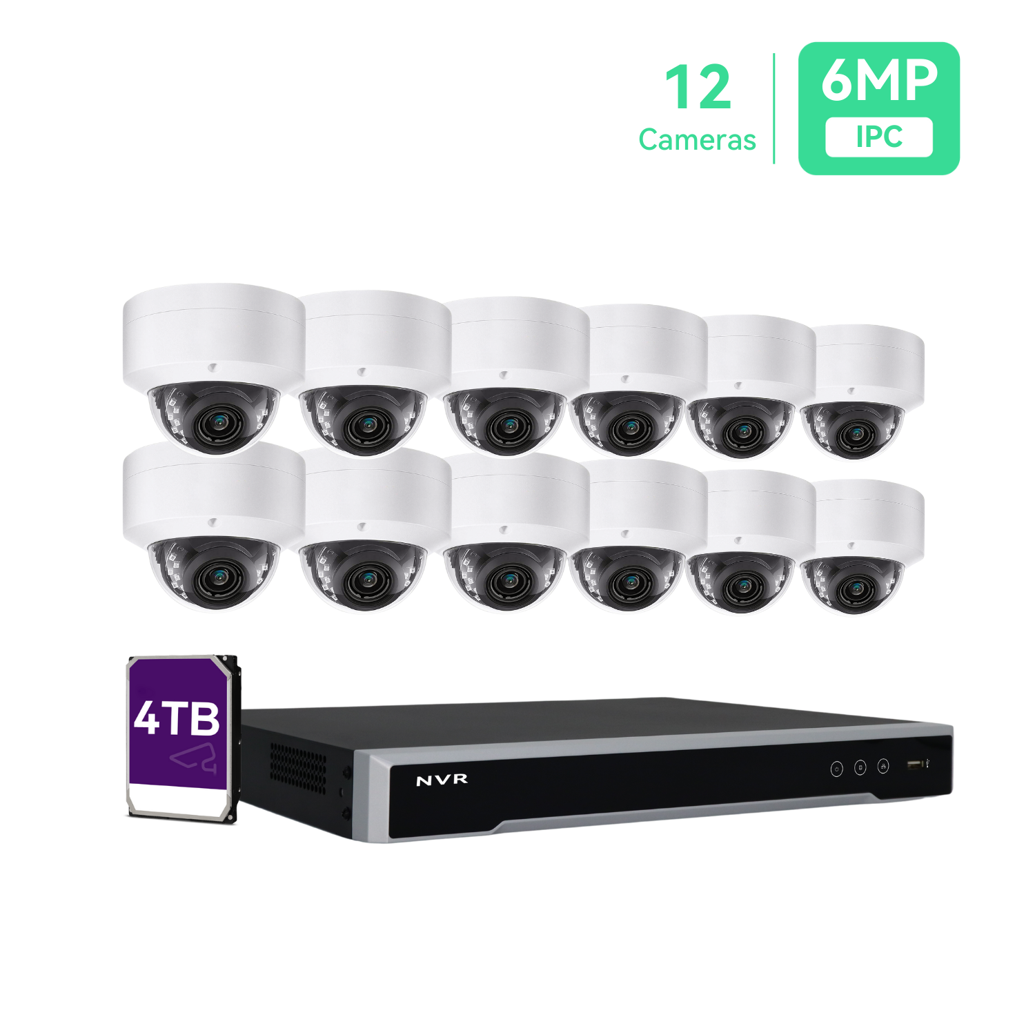 16 Channel 4K PoE Security Camera System 16CH 4K NVR and 12 Outdoor 5MP Dome PoE IP Cameras with 4TB HDD