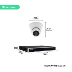 16CH PoE Camera System, (12)4K Night ColorVu Cameras with Video Doorbell, 4TB HDD