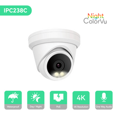 16CH IP Camera System,(12)4K Night ColorVu Cameras with (1)PT Dome Camera, 4TB HDD