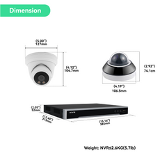 16CH IP Camera System,(12)4K Night ColorVu Cameras with (1)Mini PTZ camera, 4TB HDD