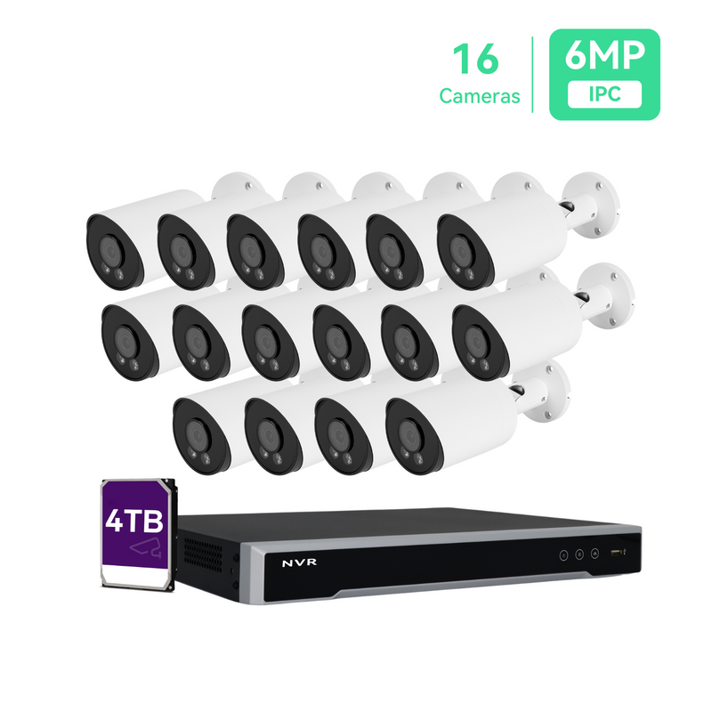 16 Channel 4K PoE IP Camera System 16 Channel 4K NVR and 16 5MP PoE Bullet Security Cameras With 4TB HDD