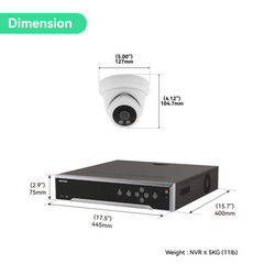 32CH PoE IP Camera System with 20*4K Night ColorVu Turret Cameras, 8TB HDD