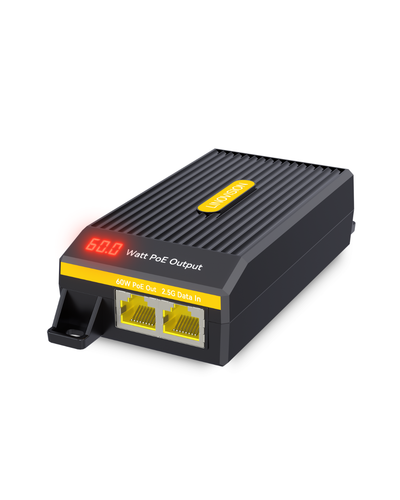 2.5G BT 60W PoE++ Injector with LED Screen to indicate Power Output (POE-IN6001G2) | LINOVISION