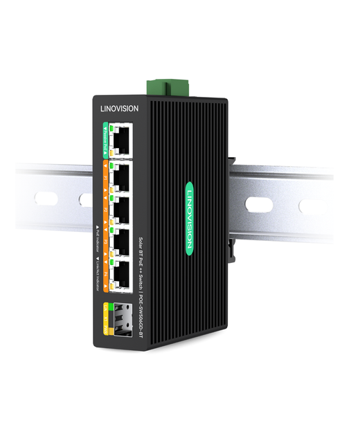 POE-SW506GD-BT) 5 Ports Solar DC12V BT PoE++ Switch Support DC 9
