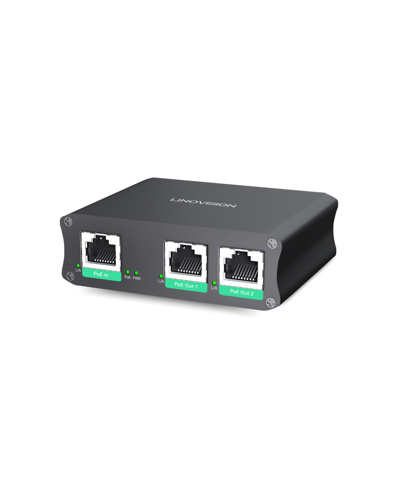 Industrial 2 Ports Gigabit PoE Extender, Passthrough and Split 30W POE  to two PoE Cameras or Wireless APs