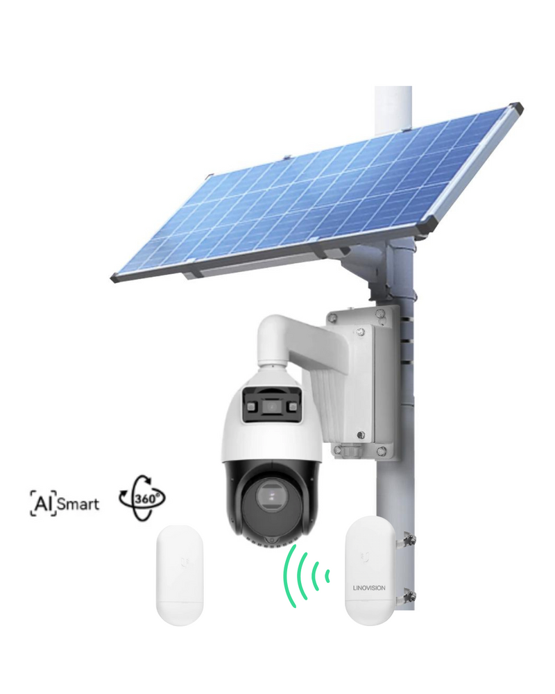 (GO SOLO PTZ544D UB V1) Commercial Solar Power Camera KIT with Pre-Paired Wireless Bridges