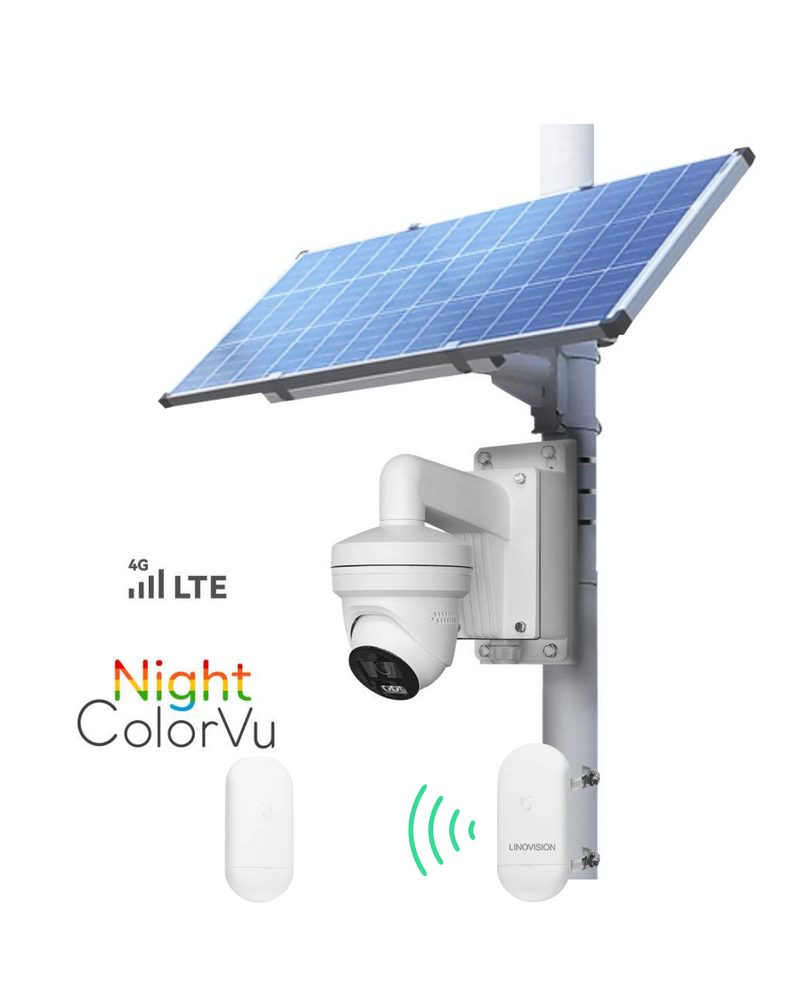 (GO SOLO T4 UB V1) Commercial Solar Power Camera KIT with Pre-Paired Wireless Bridges