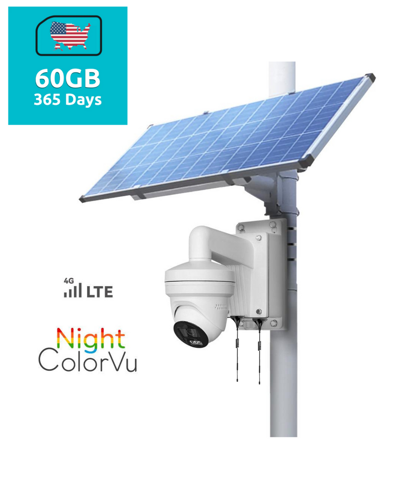 (GO SOLO T4 V1 vSIM) Commercial Solar Power Camera KIT with 60GB 365 Days Data Plan