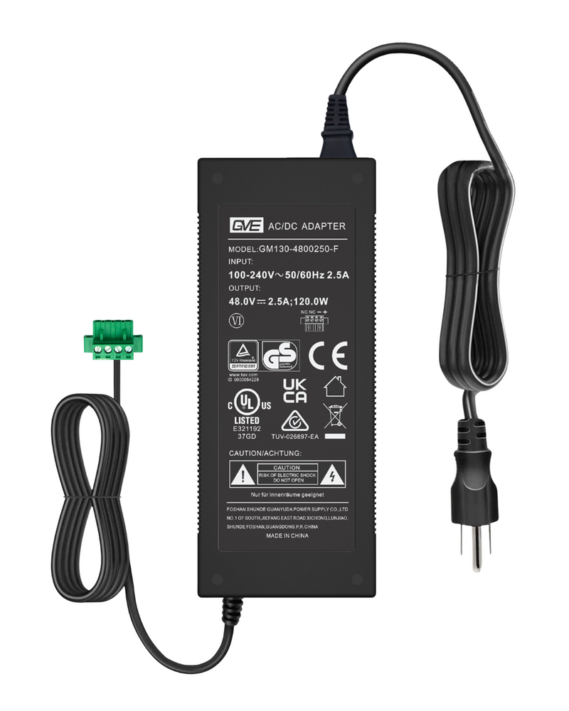 UL Listed DC 48V 2.5A Power Adapter,  AC 100-240V to DC 48V 2.5A 120W Power Supply Adapter for PoE Switches and PoE NVRs