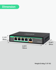 4 端口千兆 POE 延长器，带 60W POE 输入，1 进 4 出 POE 中继器