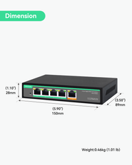 4 Port Gigabit POE Extender with 90W POE Input, 1 in 4 Out POE