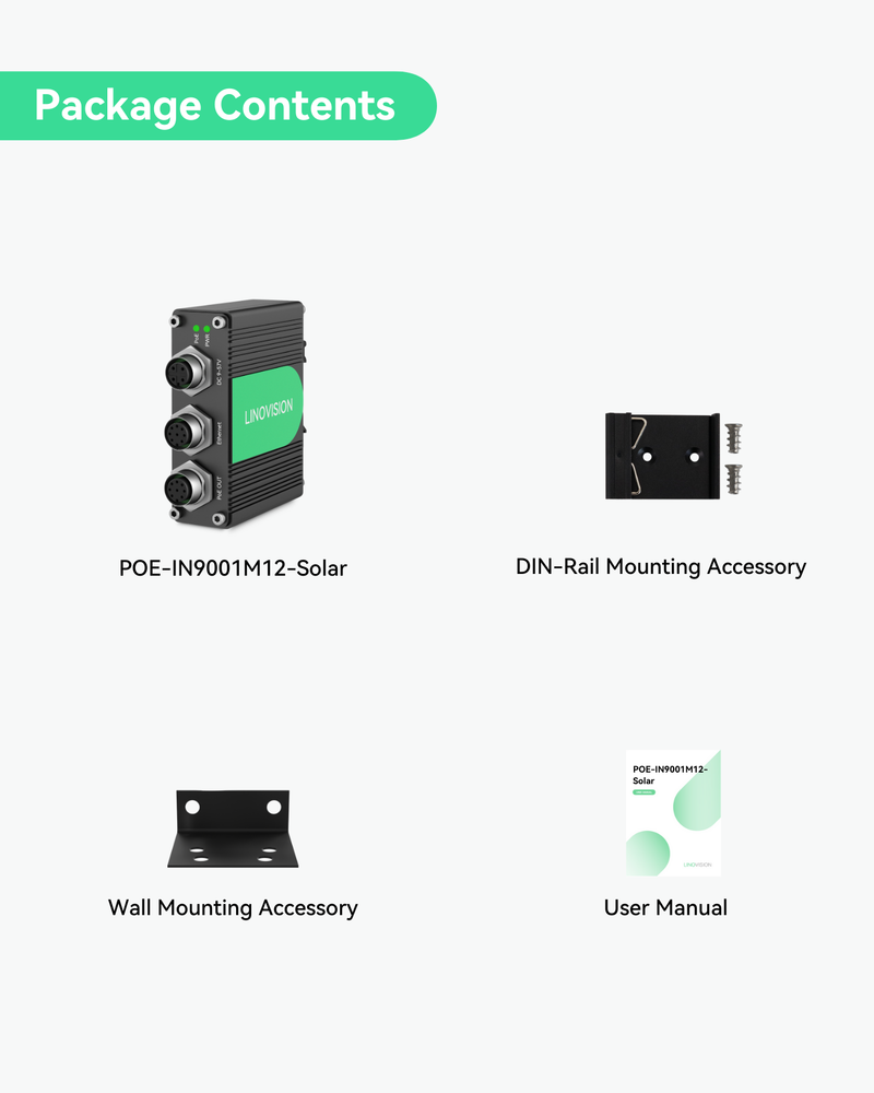 Industrial Gigabit M12 Interface BT90W PoE++ Injector supports 9~57VDC Input