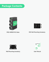 (POE-IN9001M12-Solar) Industrial Gigabit M12 Interface BT90W PoE++ Injector supports 9~57VDC Input