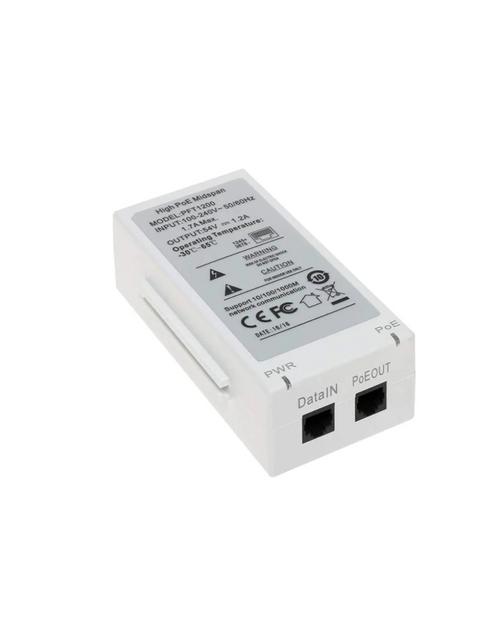 60W Gigabit Ultra POE Injector PFT1200 Single Port Hi-POE Midspan 802 ...