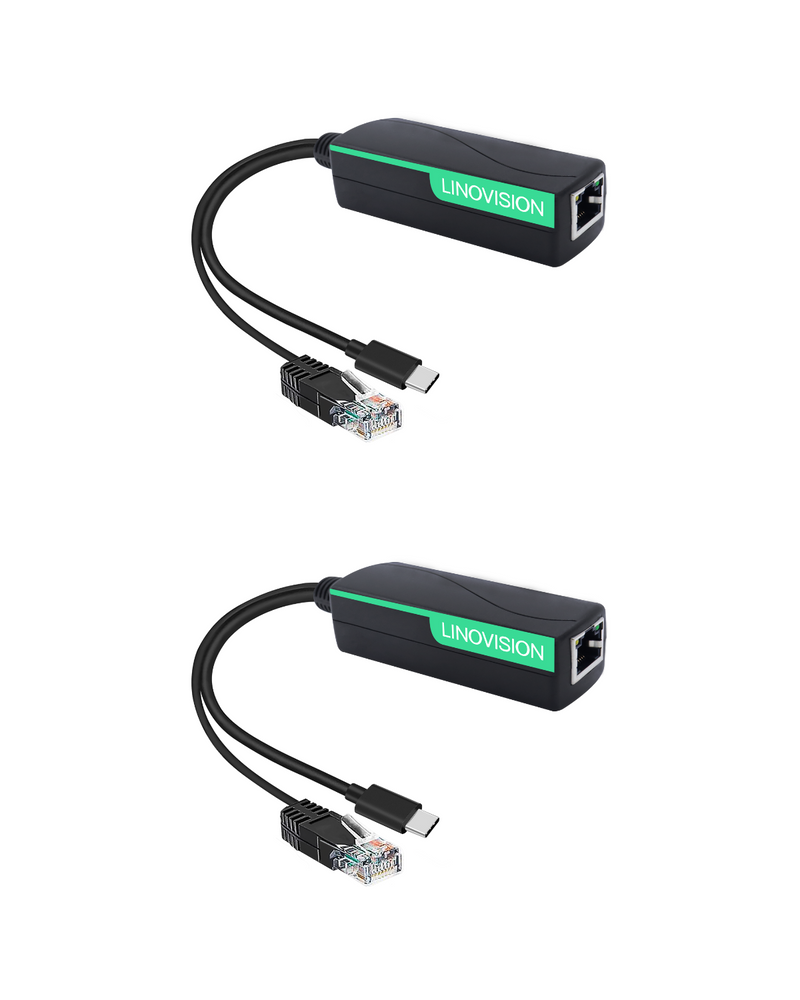 POE Splitter to USB-C Power and Ethernet Data (2 pack)