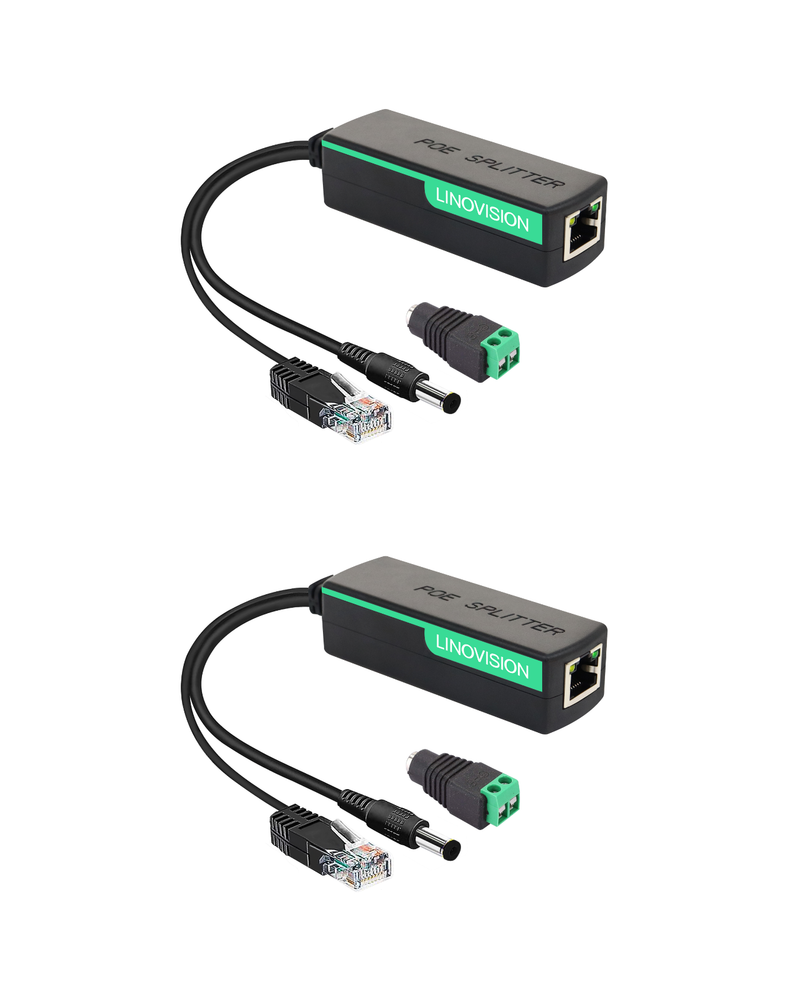 Mini Industrial Gigabit PoE+ to DC12V 2A Splitter with DC Terminal Block (POE-SP01G (2 pack))