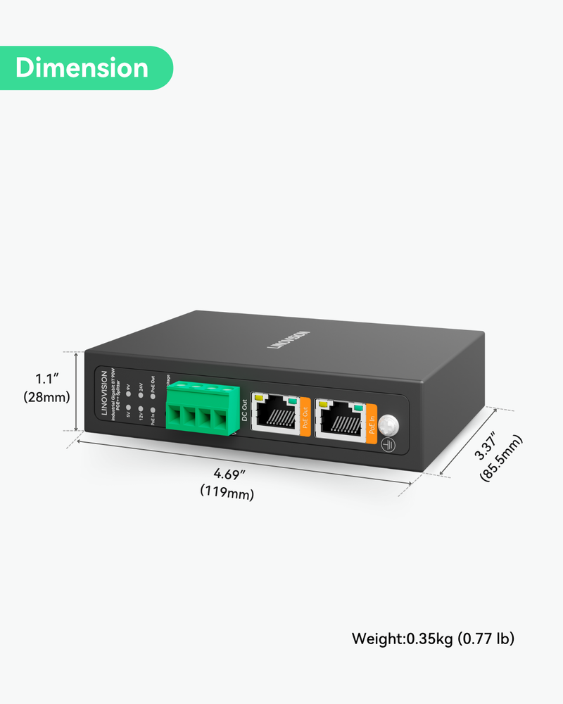 90W Gigabit PoE Splitter With IEEE802.3bt PoE Output and DC 5/9/12/24V Output (POE-SP02BT-POE)