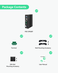 Industrial Gigabit 90W POE++ Splitter with DC 24V and DC 5/9/12/20V Output (POE-SP02BT)