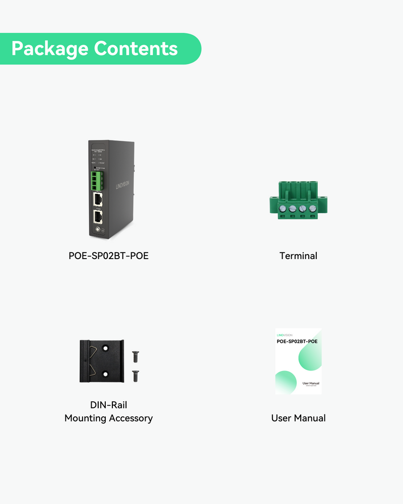 90W Gigabit PoE Splitter With IEEE802.3bt PoE Output and DC 5/9/12/24V Output (POE-SP02BT-POE)