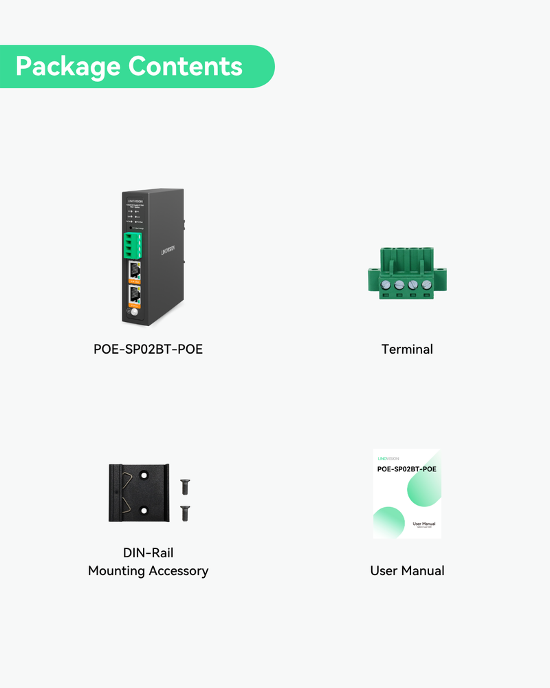 90W Gigabit PoE Splitter With IEEE802.3bt PoE Output and DC 5/9/12/24V Output (POE-SP02BT-POE)