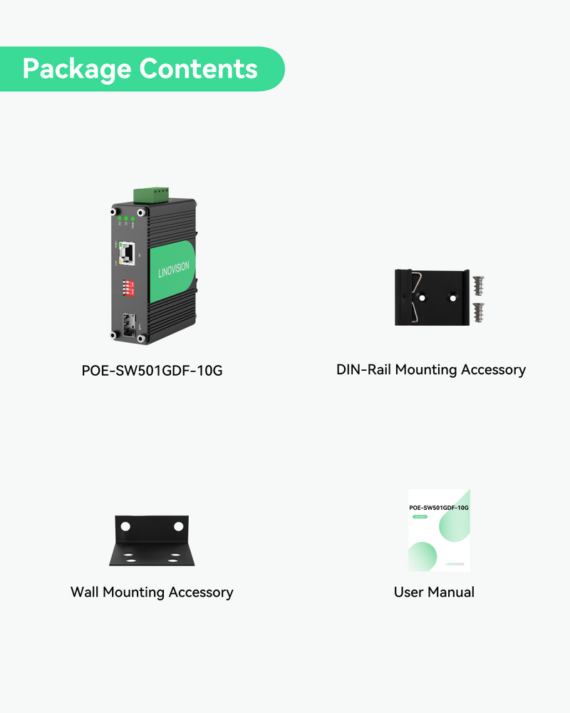 Industrial 10 Gigabits Fiber POE+ Switch, Convert 10GBASE-X SFP+ to 10G/2.5G/Gigabit Ethernet