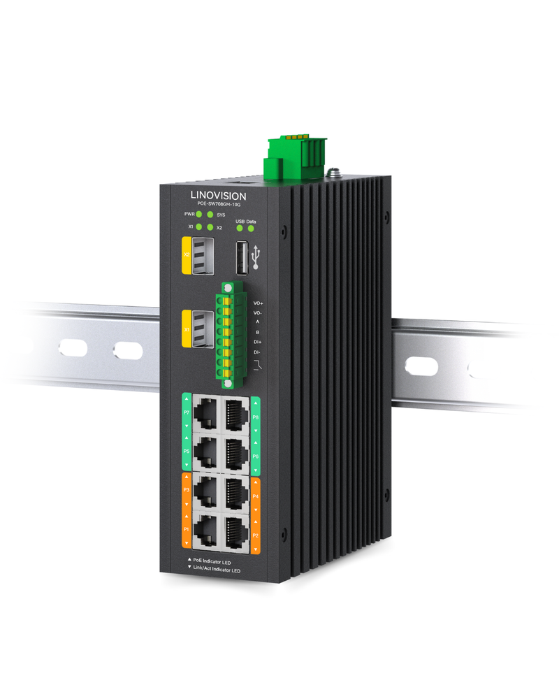 Industrial 8-Port Managed PoE++ Switch with 2x 10G SFP Uplinks and
