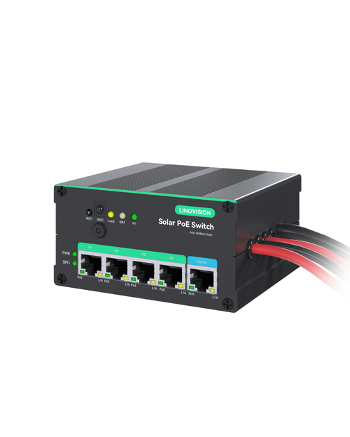 4 Ports MPPT Solar PoE Switch for Security Cameras and IoT Devices (PO ...