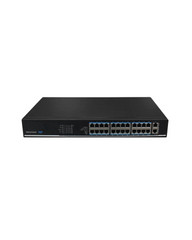 24 Port PoE Switch, 802.3at/af PoE+ 250W Unmanaged Switch with 2 Gigabit Uplink Ports, Support PoE Automatic Reboot and One Key Vlan Mode