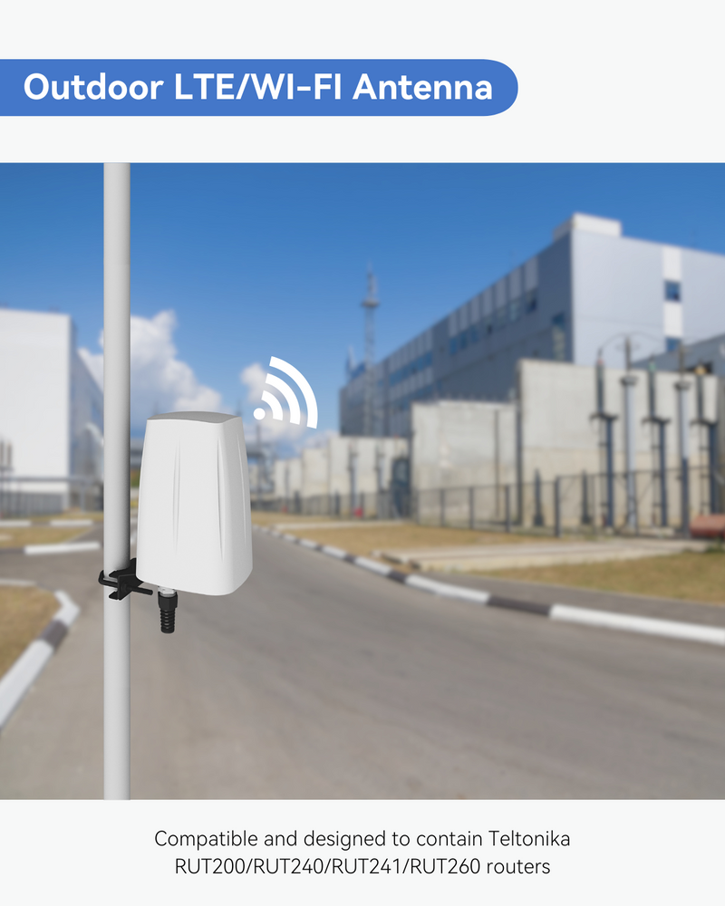 Outdoor LTE/Wi-Fi antenna and waterproof enclosure for RUT2-series routers (RUT241) (PR1IC860)