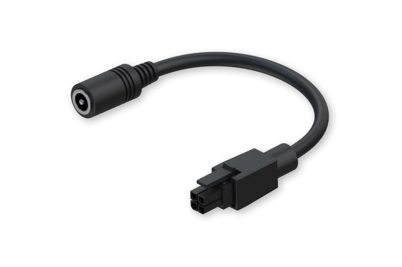 Power cable 5.5x2.1mm Female Barrel Socket into 4-pin connector, 24AWG 100mm