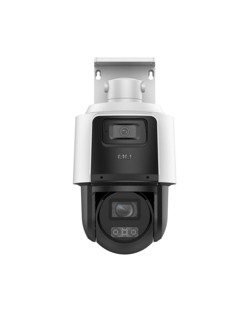 Dual Lens Mini 4MP+4MP 4X POE PTZ Network Camera with Two Way Talk and Strobe Light