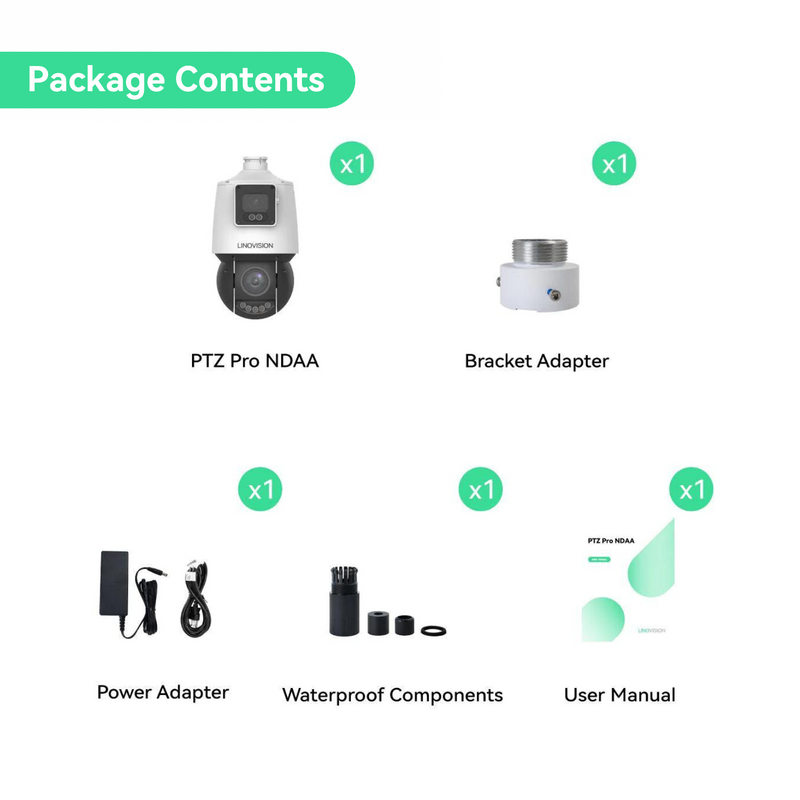 NDAA 4MP 25x Dual Lens Network PTZ Camera, Night ColorVu, Two-Way Audio