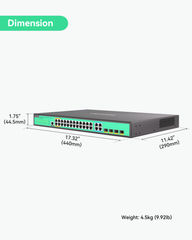 (POE-SW324GM-4BT) 24 Ports L2 Managed PoE Switch, Full Gigabit PoE++ Switch, Built-in 370W Power with 4* BT 90W & 20* AT 30W Ports