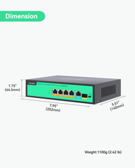 Full Gigabit 4 Ports Unmanaged 96W 802.3BT PoE++ Switch