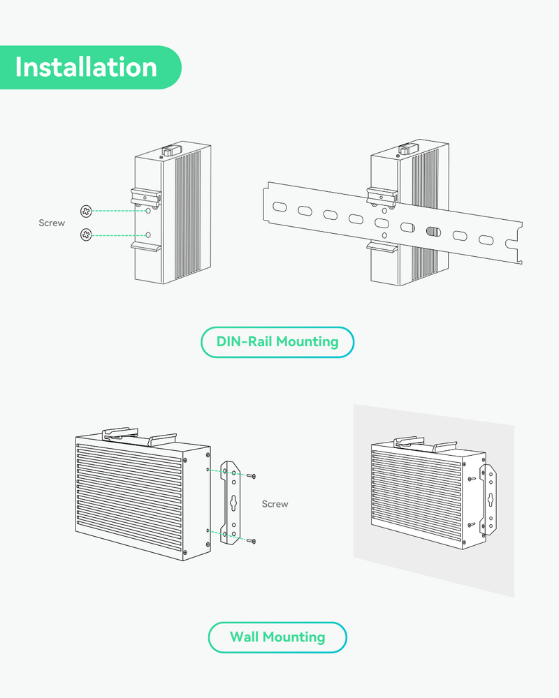 (POE-SWR608G-Solar) Industrial 8 Ports Full Gigabit PoE Switch Support DC 8~57V Input, 24V / 12V PoE Switch for Solar or RV UPS System