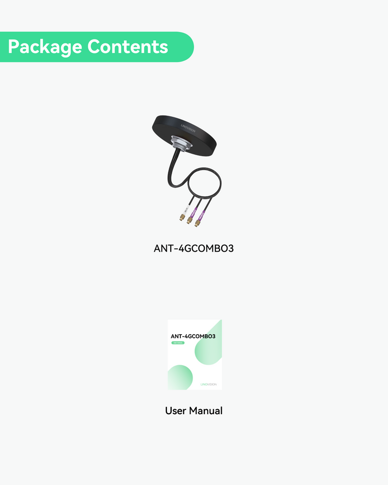 4G LTE MIMO and WiFi 3-in-1 Combo Antenna, 2x 4G LTE and 1x Dual Band Wi-Fi, Outdoor Roof SMA Antenna for IOT-R32, Inhand IR302, Teltonika RUT241/RUT240 (ANT-4GCOMBO3)