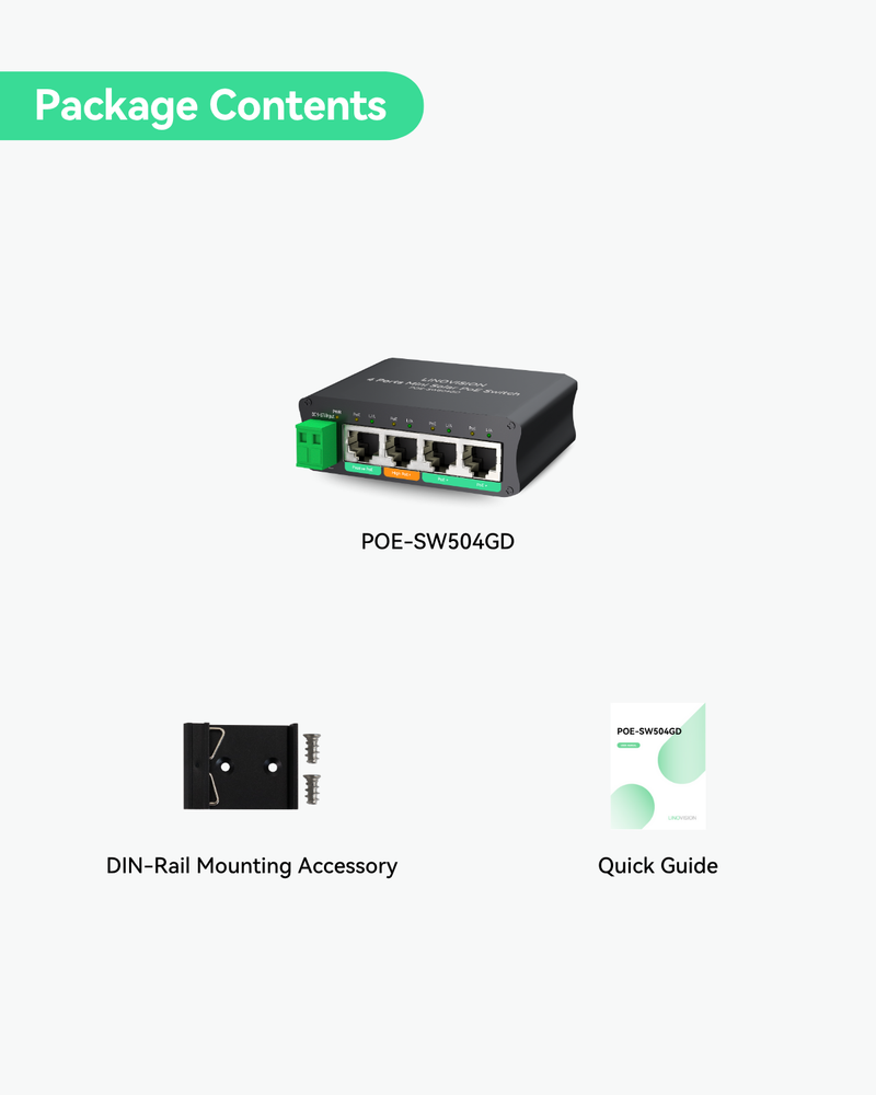 (POE-SW504GD) 4 Ports Mini Solar PoE Switch Optimized for Big PTZ Camera and Wireless Bridges