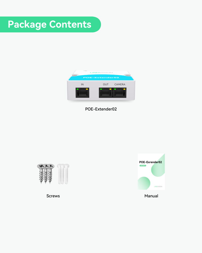 LINOVISION Mini commutateur POE passif à 2 ports Prolongateur POE IEEE 802.3af/at Répartiteur de répéteur POE Alimentation sur Ethernet 330 pieds sur câble Cat5/6 alimentant 2 appareils POE comme des caméras IP sur un câble Cat5/6