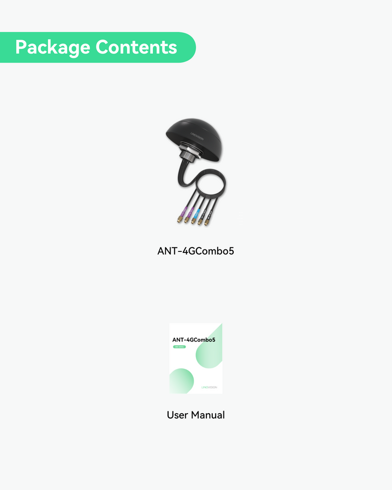 4G LTE Combo 5-in-1 Antenna, Outdoor Roof type, work with Linovision IOT-R32, Inhand IR302/IR305, Teltonika RUT241, RUT240, RUT360, RUT956, RUTX11 (ANT-4GCOMBO5)