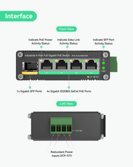 (POE-Switch0504GDF) Industrial 4 Ports Gigabit Solar PoE Switch with DC9～57V Redundant Power Input