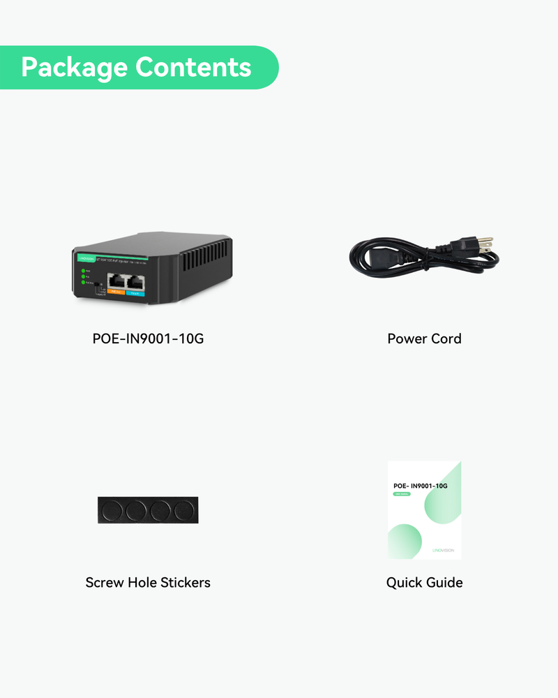 (POE-IN9001-10G)Industrial 10G BT 95W POE++ Injector with AC 100-240V Input