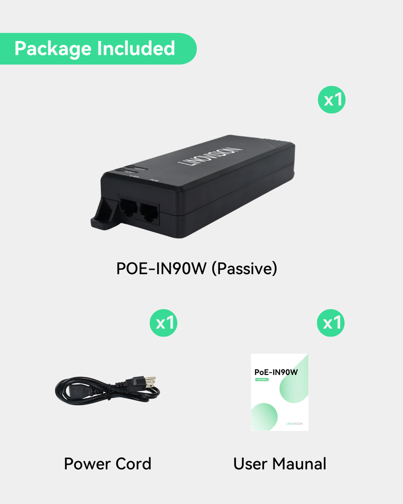 95W Gigabit Single Port 1000mbps PoE++ Commutateur Midspan PoE Injector, IEEE802.3bt / 802.3at 4PPoE Standard