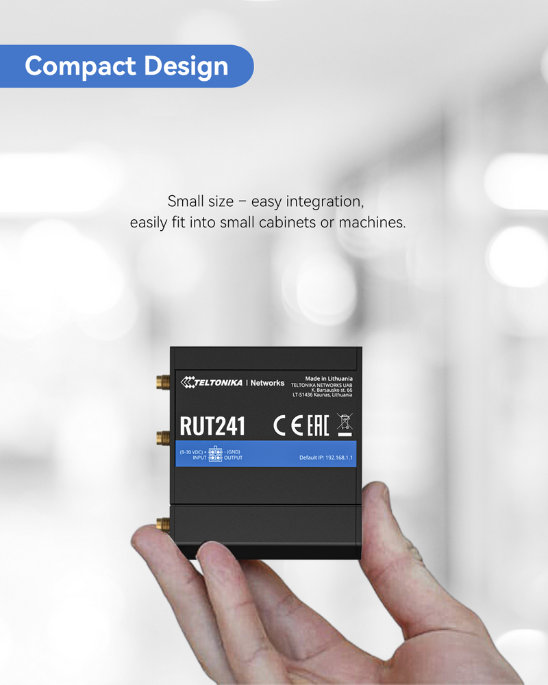 Teltonika RUT241 Industrial 4G LTE Cellular Wi-Fi Router Teltonika RUT241 Industrial 4G LTE Cellular Wi-Fi Router