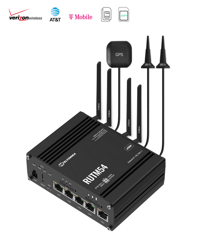 Teltonika RUTM54 Industrial eSIM 5G Cellular Router with Telit Modem (NDAA and TAA Compliant)