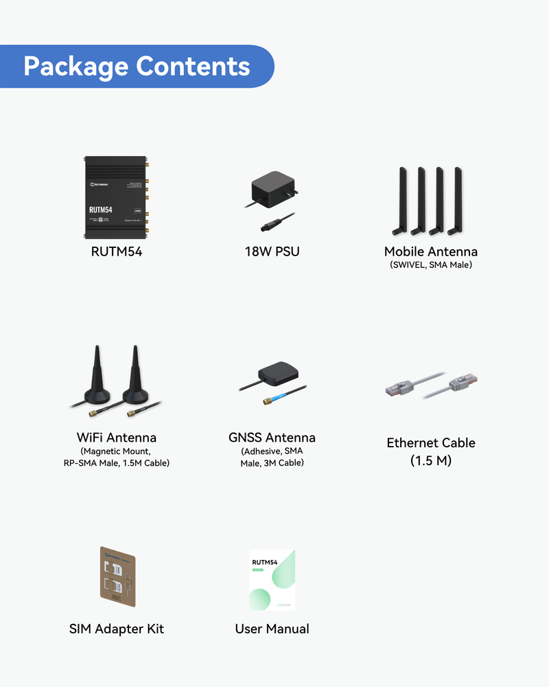 Teltonika RUTM54 Industrial eSIM 5G Cellular Router with Telit Modem (NDAA and TAA Compliant)