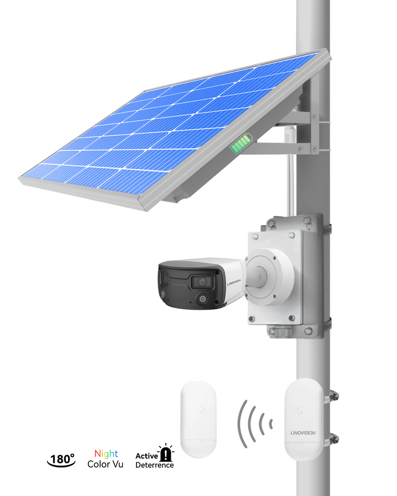 (GO SOLO Duo NDAA UB) Commercial Solar Power Camera Kit with Pre-Paired Wireless Bridges