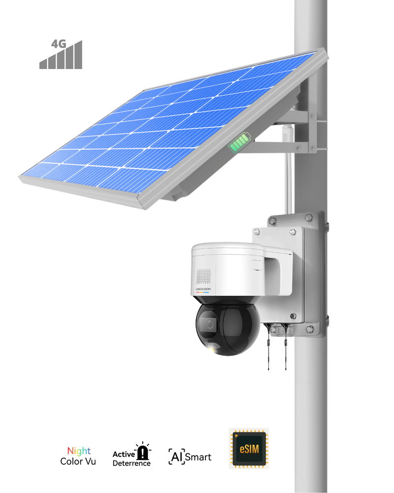 4G LTE 太阳能摄像头套件，带 4MP 迷你 PT 半球摄像头