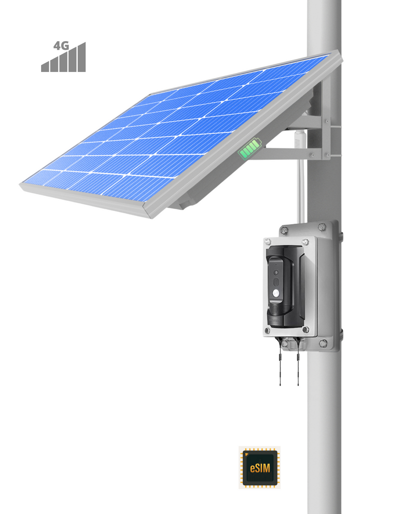 (GO SOLO DoorBell vSIM) Commercial Solar Power Camera KIT with 60GB 365 Days Data Plan