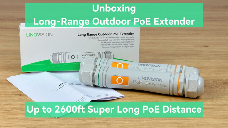 Long-Range Outdoor PoE Extender, Max 2600ft Power and Data Transmission (2 Pack) (POE-EXT3001LP(2 Pack))